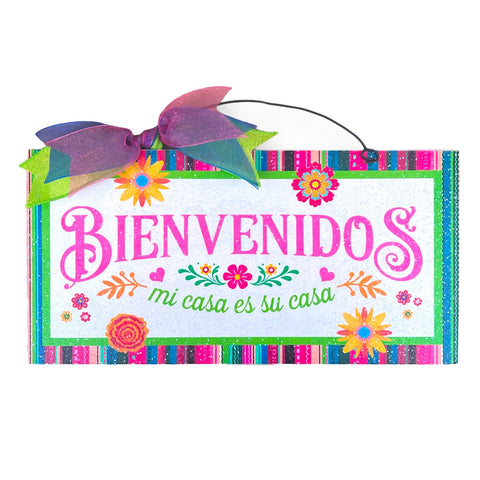 Bienvenidos 12x6 inch sign. Wood or metal option.